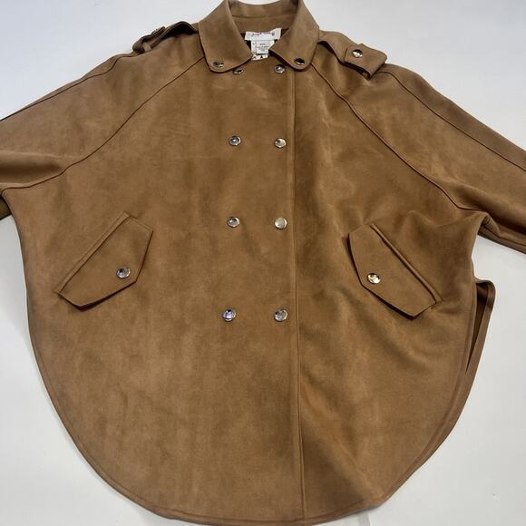 Sz XS JOSEPH RIBKOFF CAMEL FAUX SUEDE JACKET - Picture 4 of 10